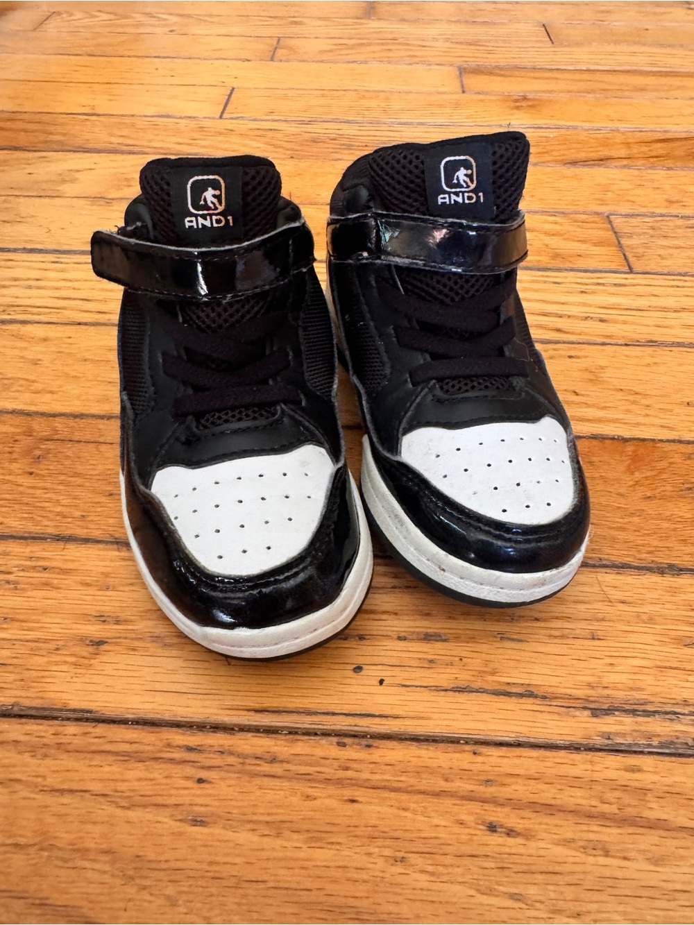 And1 Kids Black and White High-Top Sneakers with Strap